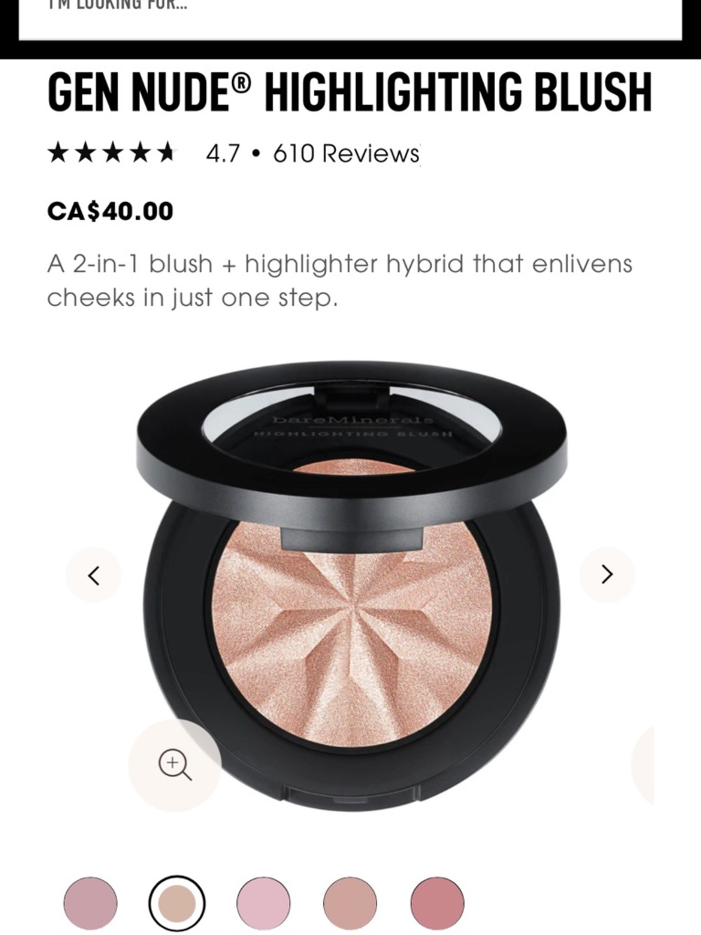 bareMinerals Gen Nude Highlighting Blush — Champagne Peach
